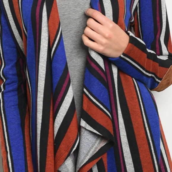 Royal & rust Striped open front knit cardigan - Picture 4 of 8